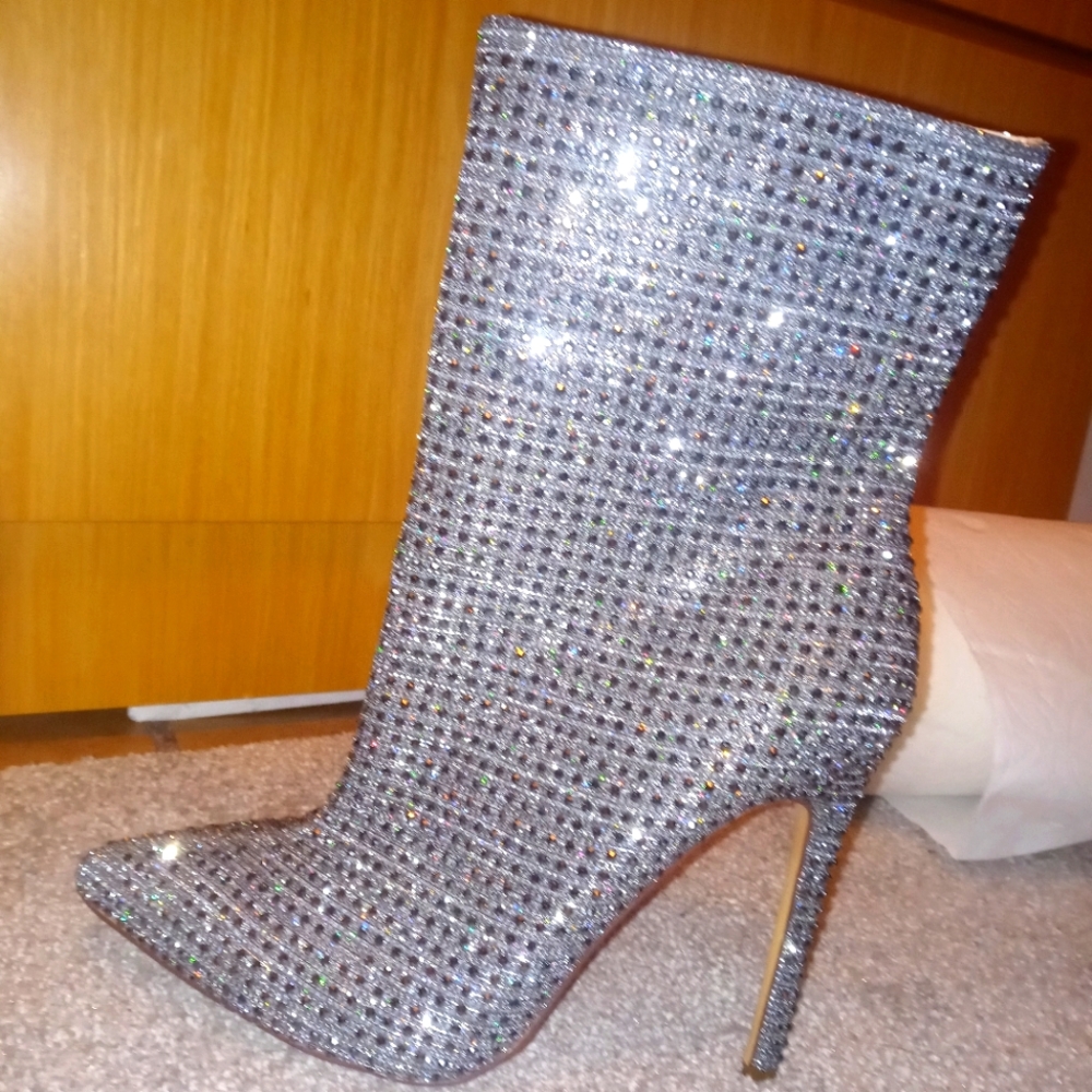 Glaze rhinestone boots